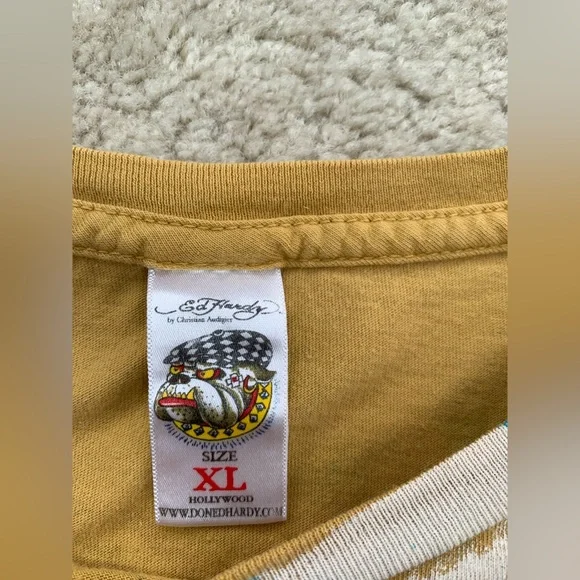 Vintage Y2K Ed Hardy Christian Audigier Men’s Size Extra Large XL AOP Skull Tee - Picture 3 of 9